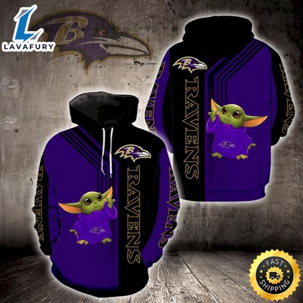 Baltimore Ravens Yoda 3d Hoodie All Over Print Baltimore Ravens Fan Gift Ideas