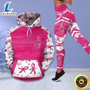 Breast Cancer Awareness All Over Print Leggings Hoodie Set Outfit For Womens