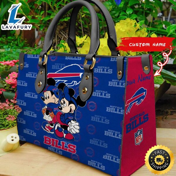 Buffalo Bills Mickey And Minnie Women Leather Hand Bag