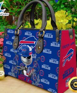 Buffalo Bills NFL Jack Skellington Women Leather Hand Bag