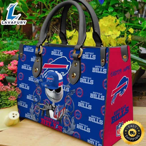 Buffalo Bills NFL Jack Skellington Women Leather Hand Bag