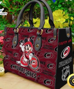 Carolina Hurricanes NHL Mickey Women Leather Hand Bag