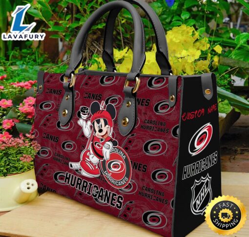 Carolina Hurricanes NHL Mickey Women Leather Hand Bag