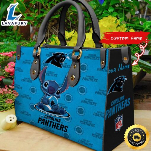 Carolina Panthers Stitch Women Leather Hand Bag