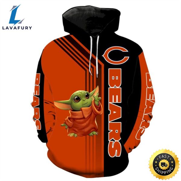 Chicago Bears Baby Yoda 3d Hoodie All Over Print Chicago Bears Gifts For Men