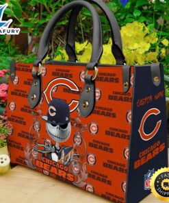 Chicago Bears NFL Jack Skellington Women Leather Hand Bag