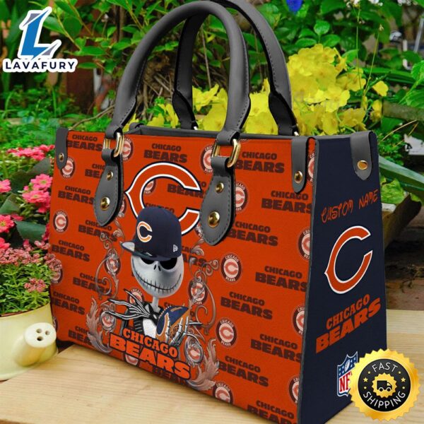 Chicago Bears NFL Jack Skellington Women Leather Hand Bag