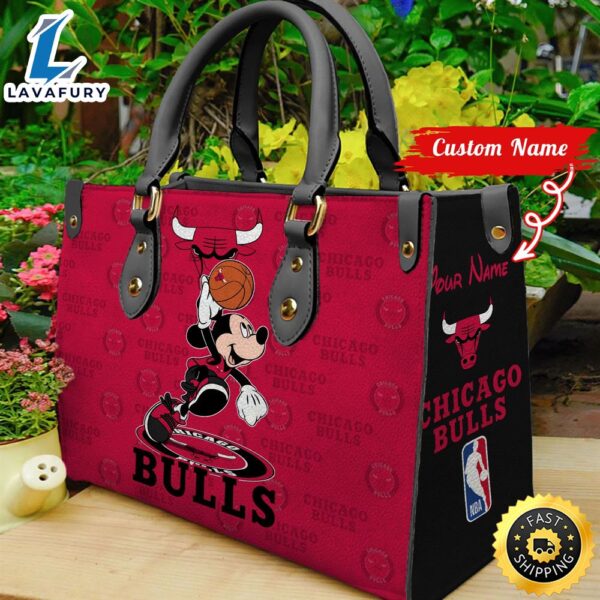Chicago Bulls NBA Mickey Women Leather Hand Bag
