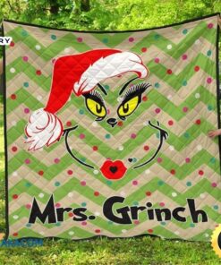 Christmas Gift Sweet Mrs. Grinch Minimal Face Xmas Hat Fleece Sherpa Throw Blanket