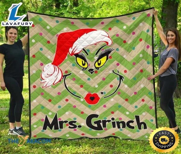 Christmas Gift Sweet Mrs. Grinch Minimal Face Xmas Hat Fleece Sherpa Throw Blanket