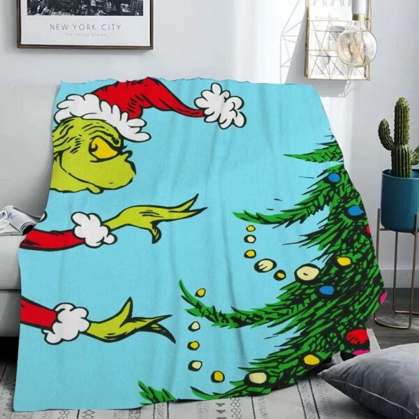 Christmas Grinch Blanket Flannel Warm Blanket