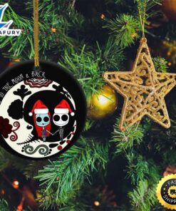 Christmas Ornament Jack Skellington & Sally I Love You To The Moon & Back Ceramic Christmas Ornament