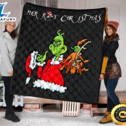 Christmas Premium Quilt Grinch Holding…