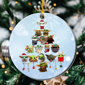 Christmas Star Wars Baby Yoda Christmas Tree Shining – Circle Ornament