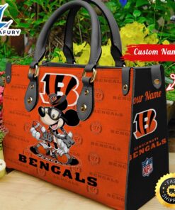 Cincinnati Bengals Mickey Retro Women Leather Hand Bag