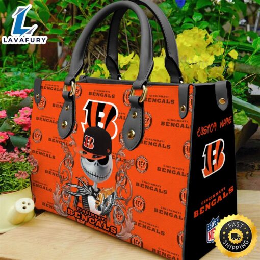 Cincinnati Bengals NFL Jack Skellington Women Leather Hand Bag