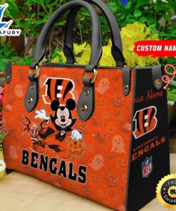 Cincinnati Bengals NFL Mickey Halloween Women Leather Hand Bag