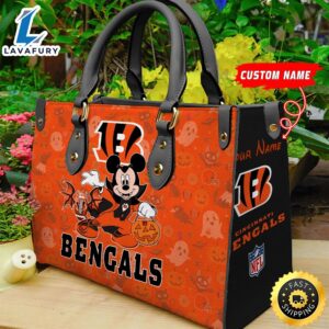 Cincinnati Bengals NFL Mickey Halloween Women Leather Hand Bag