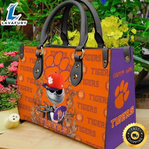 Clemson Tigers NCAA Jack Skellington Women Leather Hand Bag