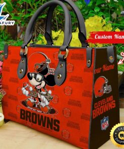 Cleveland Browns Mickey Retro Women Leather Hand Bag