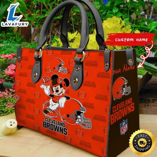 Cleveland Browns Mickey Women Leather Hand Bag