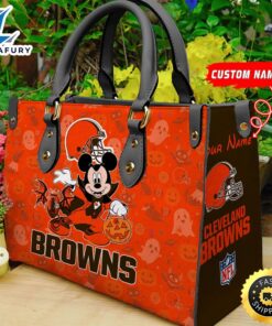 Cleveland Browns NFL Mickey Halloween Women Leather Hand Bag