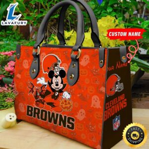 Cleveland Browns NFL Mickey Halloween Women Leather Hand Bag