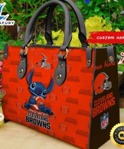 Cleveland Browns Stitch Women Leather Hand Bag