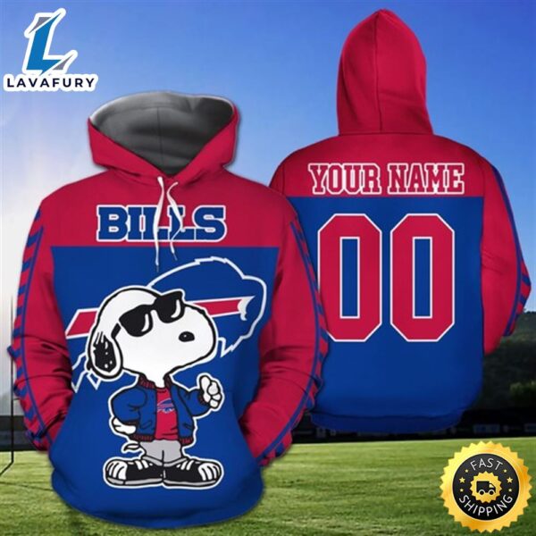 Custom Buffalo Bills Snoopy 3d All Over Print Zip Hoodie With Name And Number