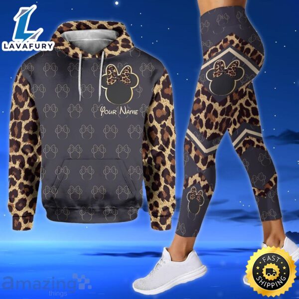 Custom Name Minnie Mouse Face All Over Print 3D Hoodie And Leggings