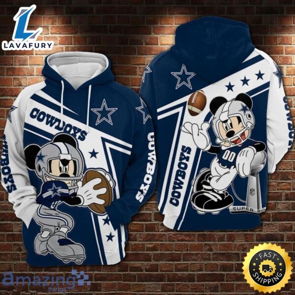Dallas Cowboys And Mickey Limited 3d Hoodie