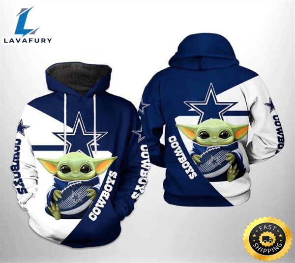 Dallas Cowboys Baby Yoda Design 3d Hoodie All Over Print