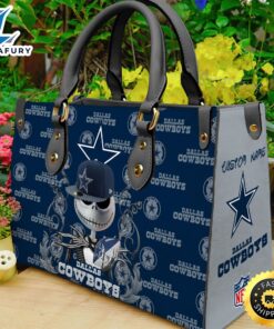 Dallas Cowboys NFL Jack Skellington Women Leather Hand Bag