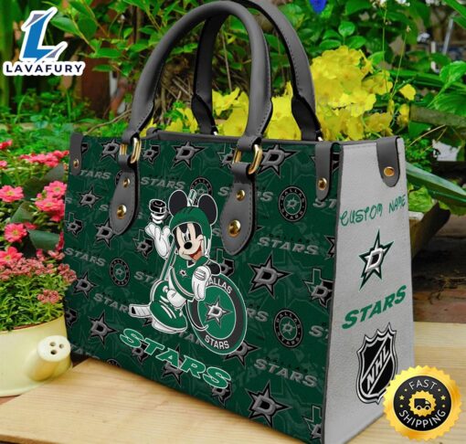 Dallas Stars NHL Mickey Women Leather Hand Bag