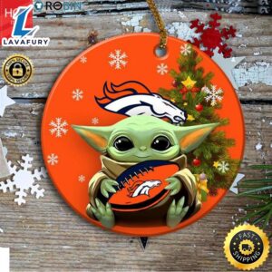 Denver Broncos Baby Yoda Christmas Ceramic Ornament