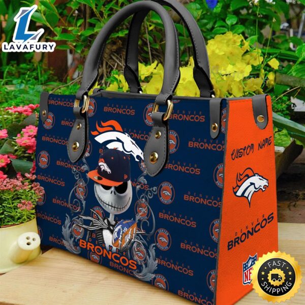 Denver Broncos NFL Jack Skellington Women Leather Hand Bag