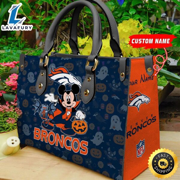 Denver Broncos NFL Mickey Halloween Women Leather Hand Bag