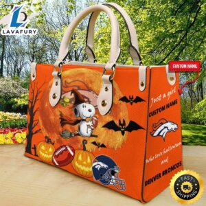 Denver Broncos NFL Snoopy Halloween Women Leather Hand Bag