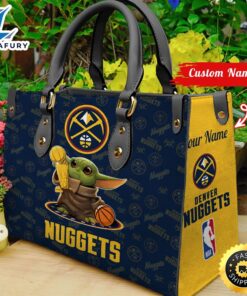 Denver Nuggets Champions Baby Yoda Women Leather Bag