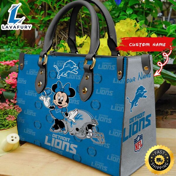Detroit Lions Minnie Women Leather Hand Bag