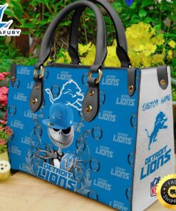 Detroit Lions NFL Jack Skellington Women Leather Hand Bag
