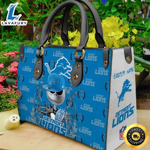 Detroit Lions NFL Jack Skellington Women Leather Hand Bag