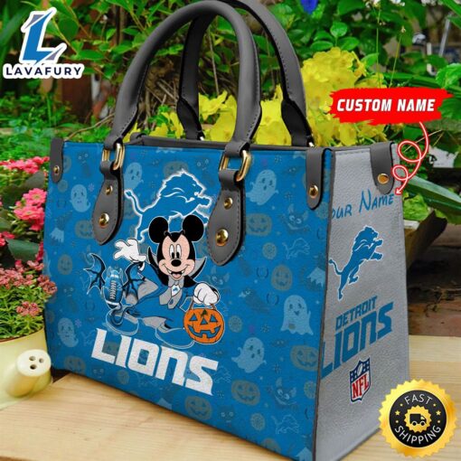 Detroit Lions NFL Mickey Halloween Women Leather Hand Bag