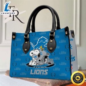 Detroit Lions NFL Snoopy Women Premium Leather Hand Bag