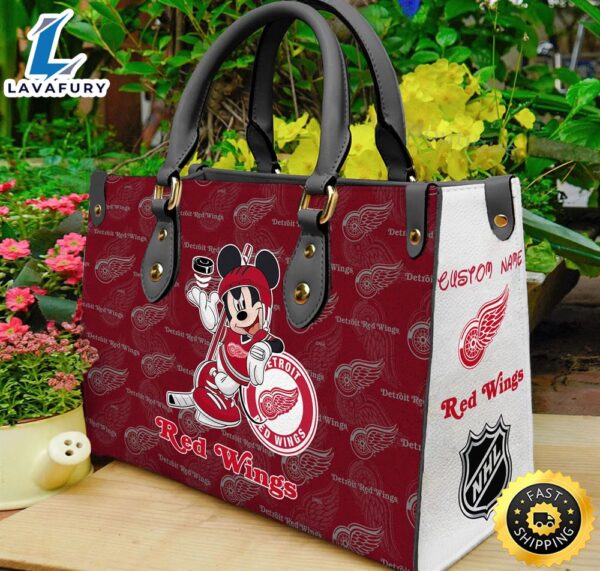 Detroit Red Wings NHL Mickey Women Leather Hand Bag