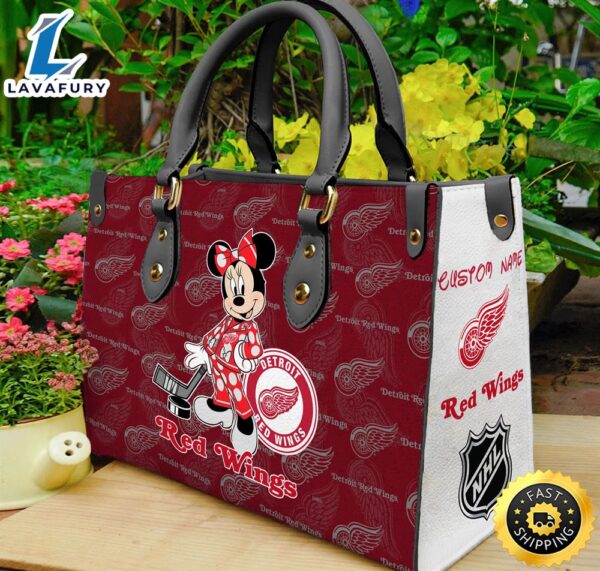 Detroit Red Wings NHL Minnie Women Leather Hand Bag