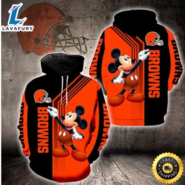 Disney Mickey Cleveland Browns 21 Nfl Gift For Fan 3d All Over Print Shirt