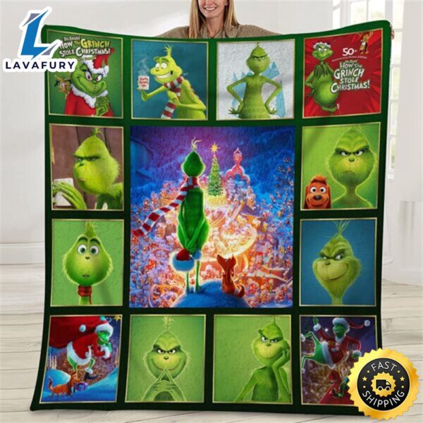 Dr Seuss How The Grinch Stole Christmas Movie Watching Quilt Blanket