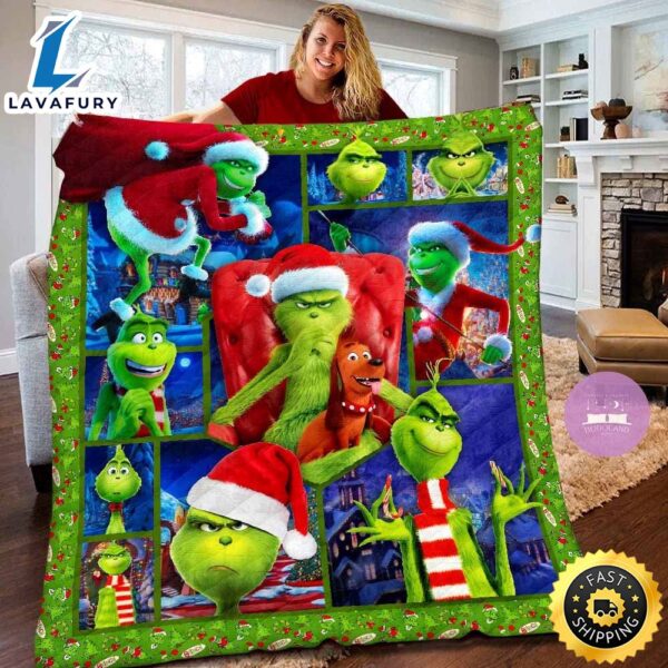 Dr Seuss The Grinch Christmas Quilt Blanket