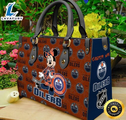 Edmonton Oilers NHL Minnie Women Leather Hand Bag